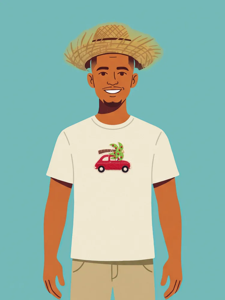 Car with a palm · T-shirt · Natural · on its model