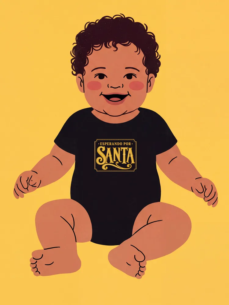 Esperando por Santa · gold · Baby onesie