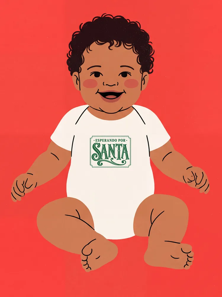Esperando por Santa · green · Baby onesie