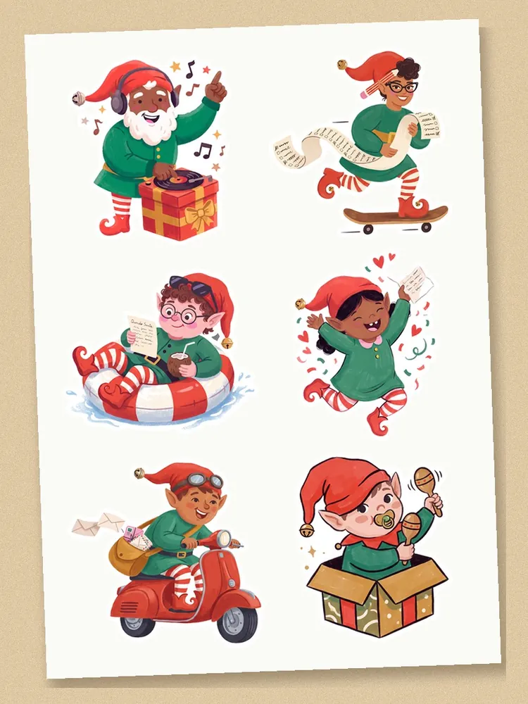Hoja de stickers de los duendes · Hoja de stickers