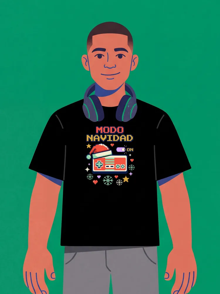 Modo Navidad: ON · Camisa · Negro · en su modelo
