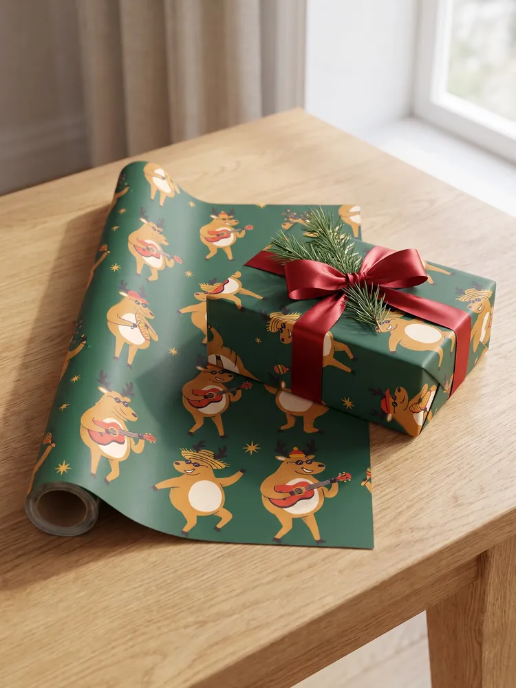 Party reindeer gift wrap · Roll