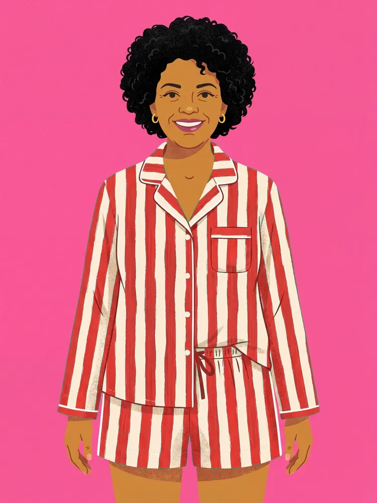 Pijama Rayas de bastón · Camisa de manga larga y short · estampado · en su modelo