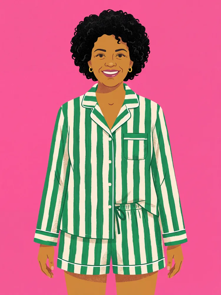 Rayas de menta pajamas · Long-sleeve top and shorts