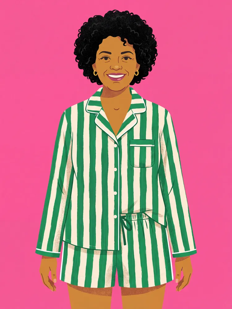 Pijama Rayas de menta · Camisa de manga larga y short · estampado · en su modelo