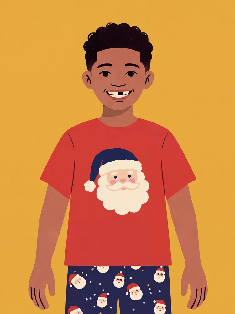 Pijama Santa grandote · Niños: camisa y leggings