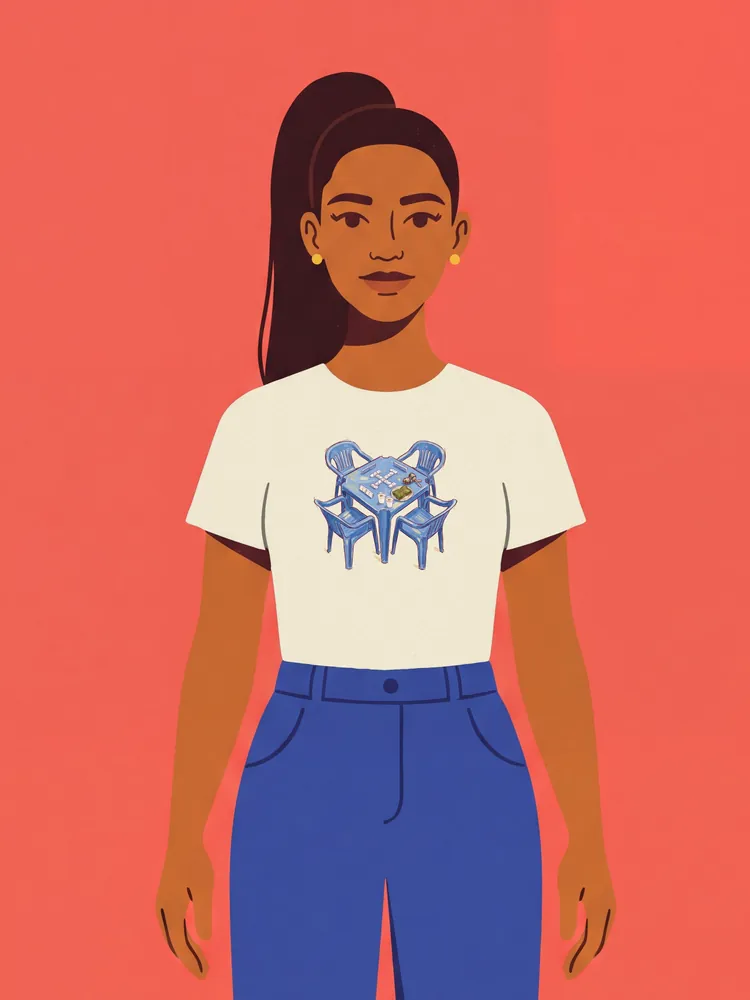 The original social network · T-shirt · Natural · on its model