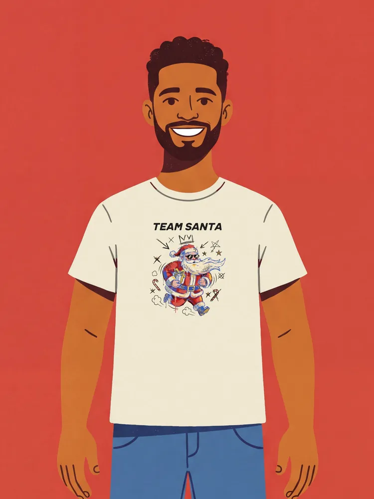 Team Santa · T-shirt · Natural · on its model